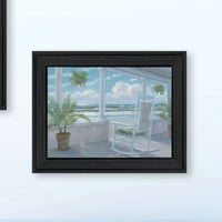 "Coastal Porch Relaxing" Framed Wall Art For Living Room, Wall Art Print For Home Decor, Bedroom Wall Art By Georgia Janisse Multicolor Wood Paper
