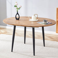 With A Clever Retractable Mechanism, The Mdf Table Top Is Made Of Black Metal Legs And Has A Smooth And Delicate Surface. The Unique Look Creates The Sleekof A Modern Home. Wood Mdf Metal