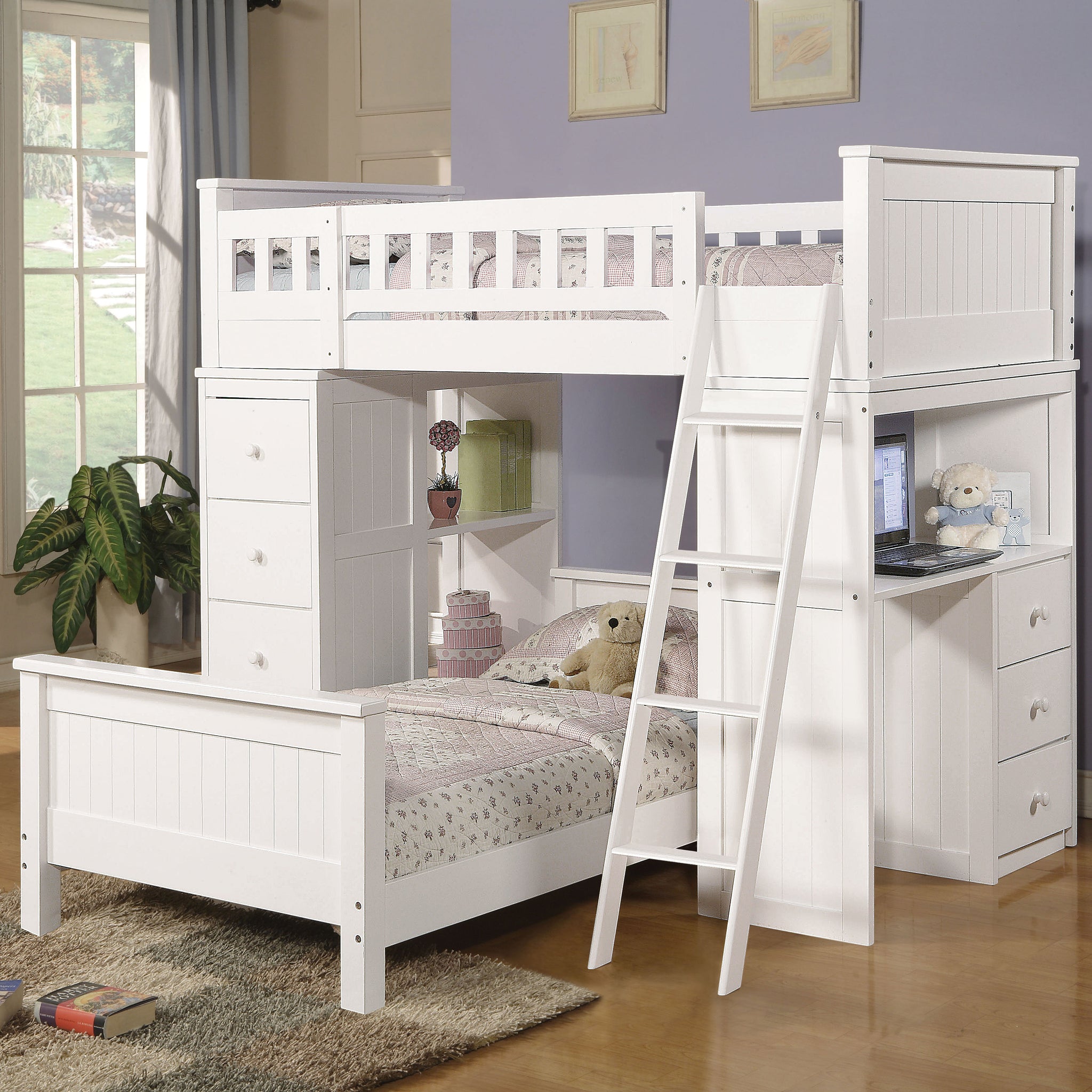 Willoughby Twin Loft Bed, White 10970W White Wood