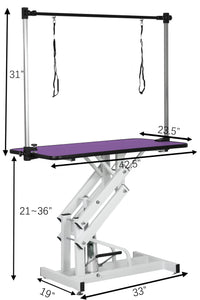 42.5Inch Hydraulic Pet Grooming Table With "H" Arm Purple White Purple Mdf Steel