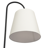 Seoul Black Floor Lamp With Rotary Switch Wood Table Metal Base Black,White,Wood Table&Floor Lamps Metal,Wood