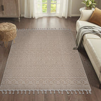 5X7 Mocha Geometric Indoor Outdoor Area Rug Mocha Polypropylene