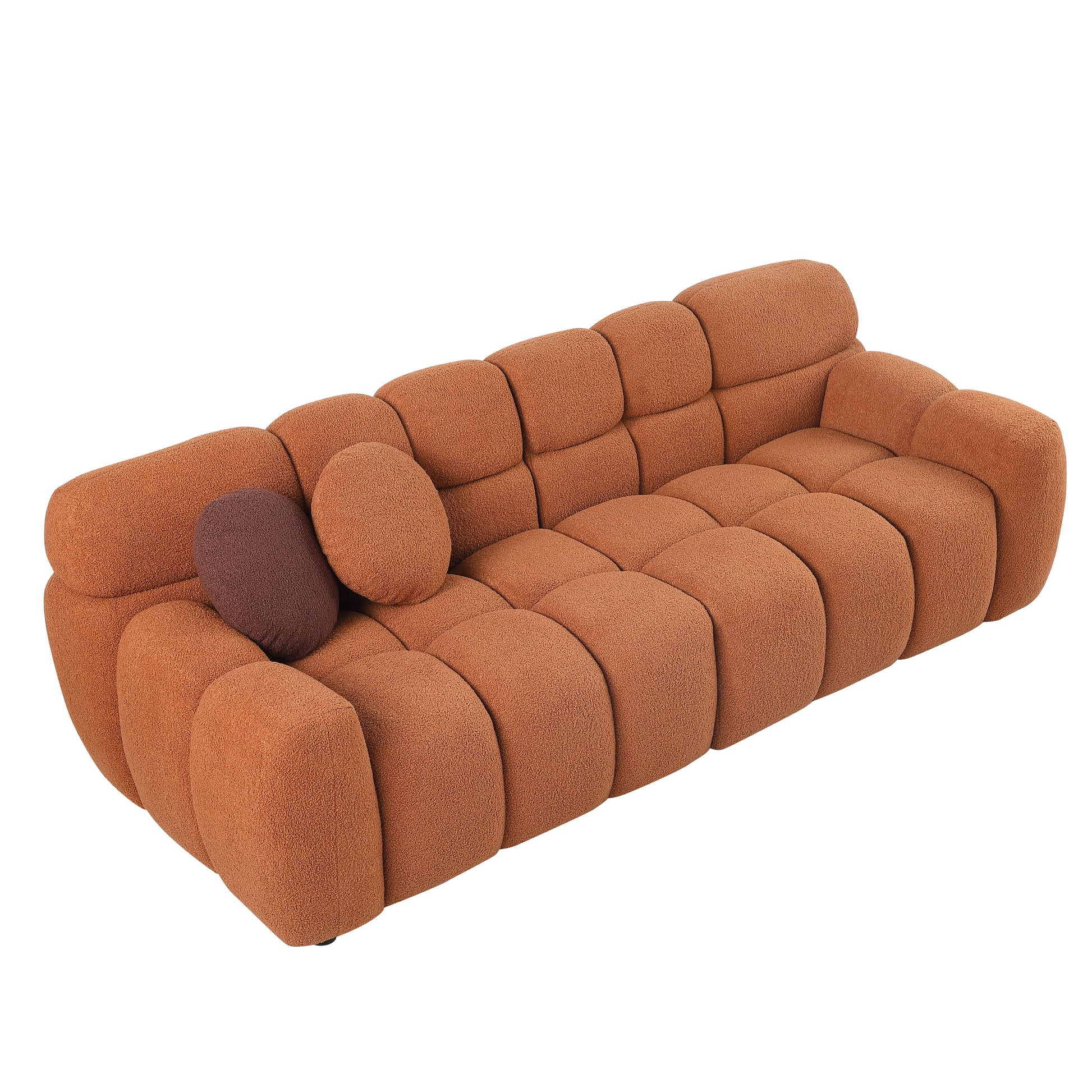 87.4 Length ,35.83" Deepth ,Human Body Structure For Usa People, Marshmallow Sofa,Boucle Sofa ,3 Seater, Light Brownboucle Light Brown Light Brown Wood Primary Living Space Medium Soft Split Back