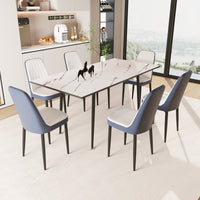 47" 63" Expandable Dining Table Set For 2 6 People, Equipped With Pu Fabric Thick Cushioned Dining Chair And An Elegant And Spacious Dining Tablekitchen Table And Chair Set, With Black Metal Legs
