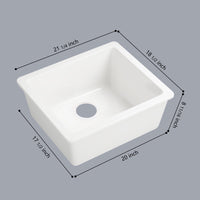 21"L X 18.5" W White Ceramic Single Bowl Kitchen Sink White Ceramic