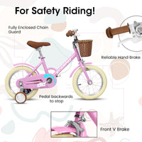 A12116 Ecarpat Kids'Bike Girls Bike 12 Inch Wheels,1 Speed Child Bicycles For 2 3 Years,With Removable Training Wheels Baby Toys,Front V Brake,Rear Holding Brake Pink Steel