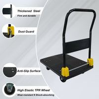 Foldable Platform Push Hand Truck Cart, 880 Lbs. Weight Capacity Black Metal