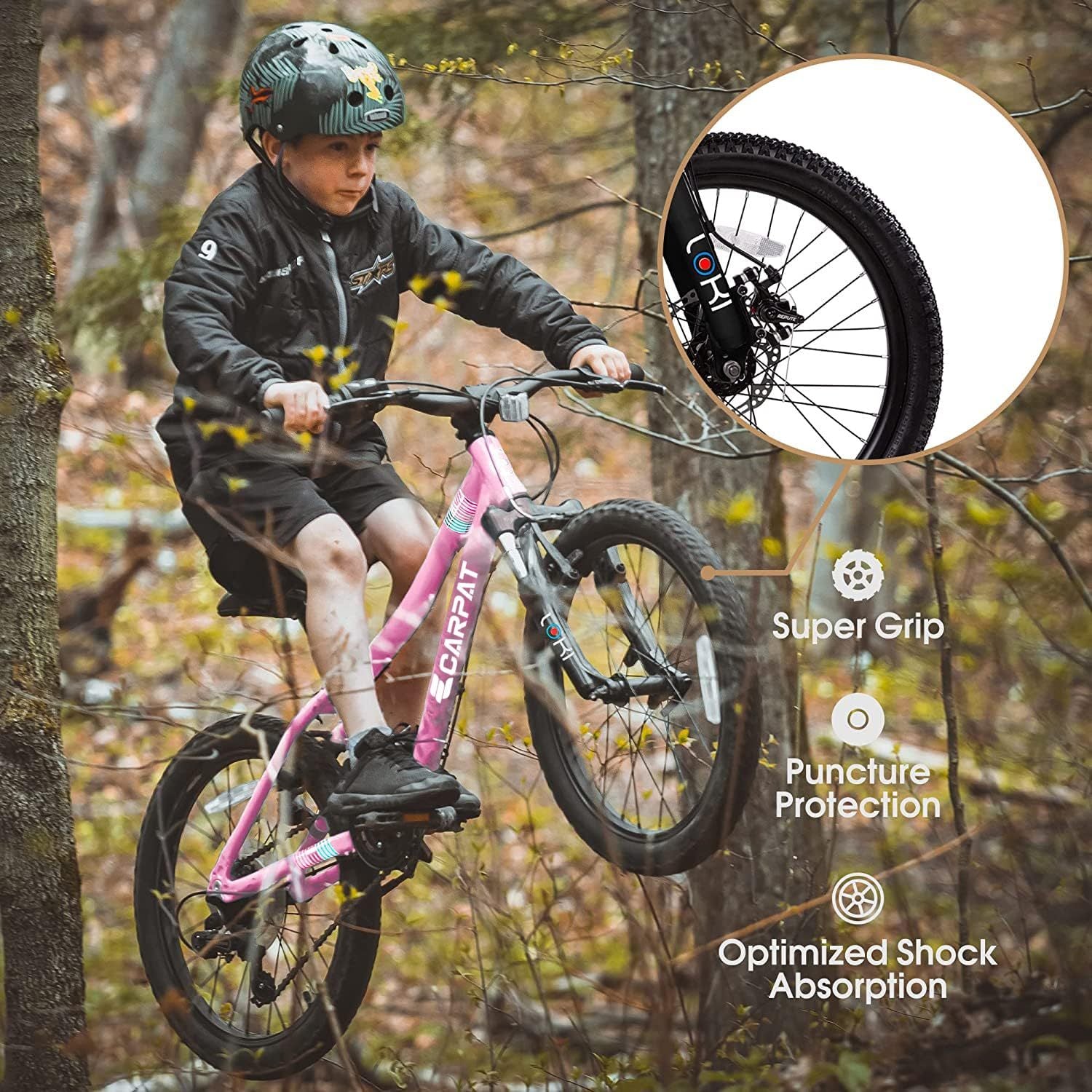 S20101 Ecarpat 20 Inch Kids Bike, Boys Girls Mountain Bike Ages 8 12, 7 Speed Teenager Children Kids' Bicycles, Front Suspension Disc U Brake, 14 Inch Height Steel Frame Pink Polyurethane Foam Carbon Steel