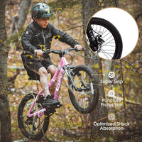 S20101 Ecarpat 20 Inch Kids Bike, Boys Girls Mountain Bike Ages 8 12, 7 Speed Teenager Children Kids' Bicycles, Front Suspension Disc U Brake, 14 Inch Height Steel Frame Pink Polyurethane Foam Carbon Steel
