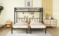 Twin Over Twin & Twin Bunk Beds For 3, Twin Xl Over Twin & Twin Bunk Bed Metal Triple Bunk Bed, Black Black Metal