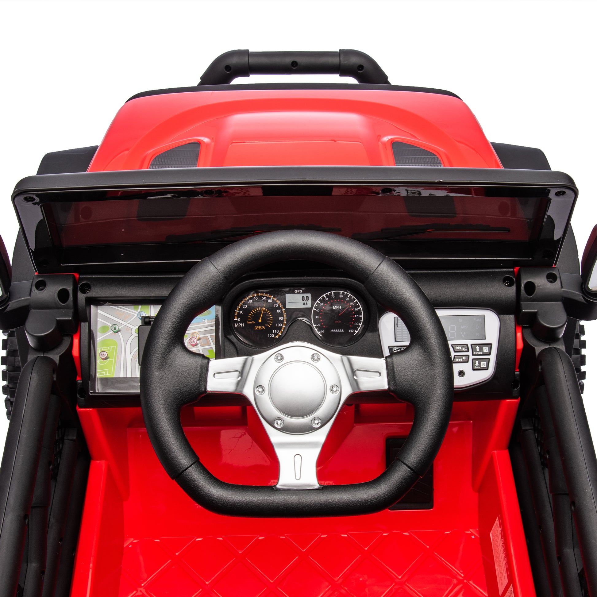 24V Kids Ride On Car W Parents Remote Control,400W Motor,Four Wheel Suspension,Adjustable Speed,Usb,Mp3,Music,Bluetooth,Large Display Screen,Power Display,Portable Handle,Safety Belt For Kids Aged 3 . Red 50 99 Lbs Polypropylene