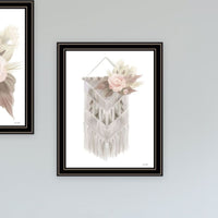 "Bohemian Macrame & Floral Arrangement" Framed Wall Art For Living Room, Wall Art Print For Home Decor, Bedroom Wall Art By House Fenway Multicolor Wood Paper
