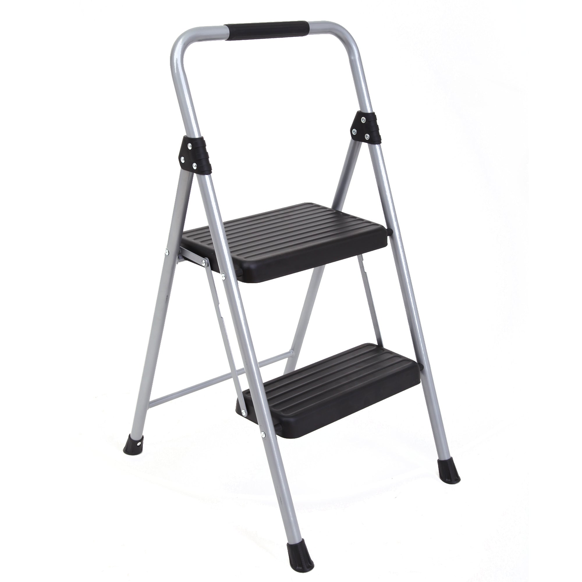 2 Step Ladder Step Stool For Adults 2 Step Ladder Folding Step Stool Wide Anti Slip Pedal Ergonomic Design Black Iron