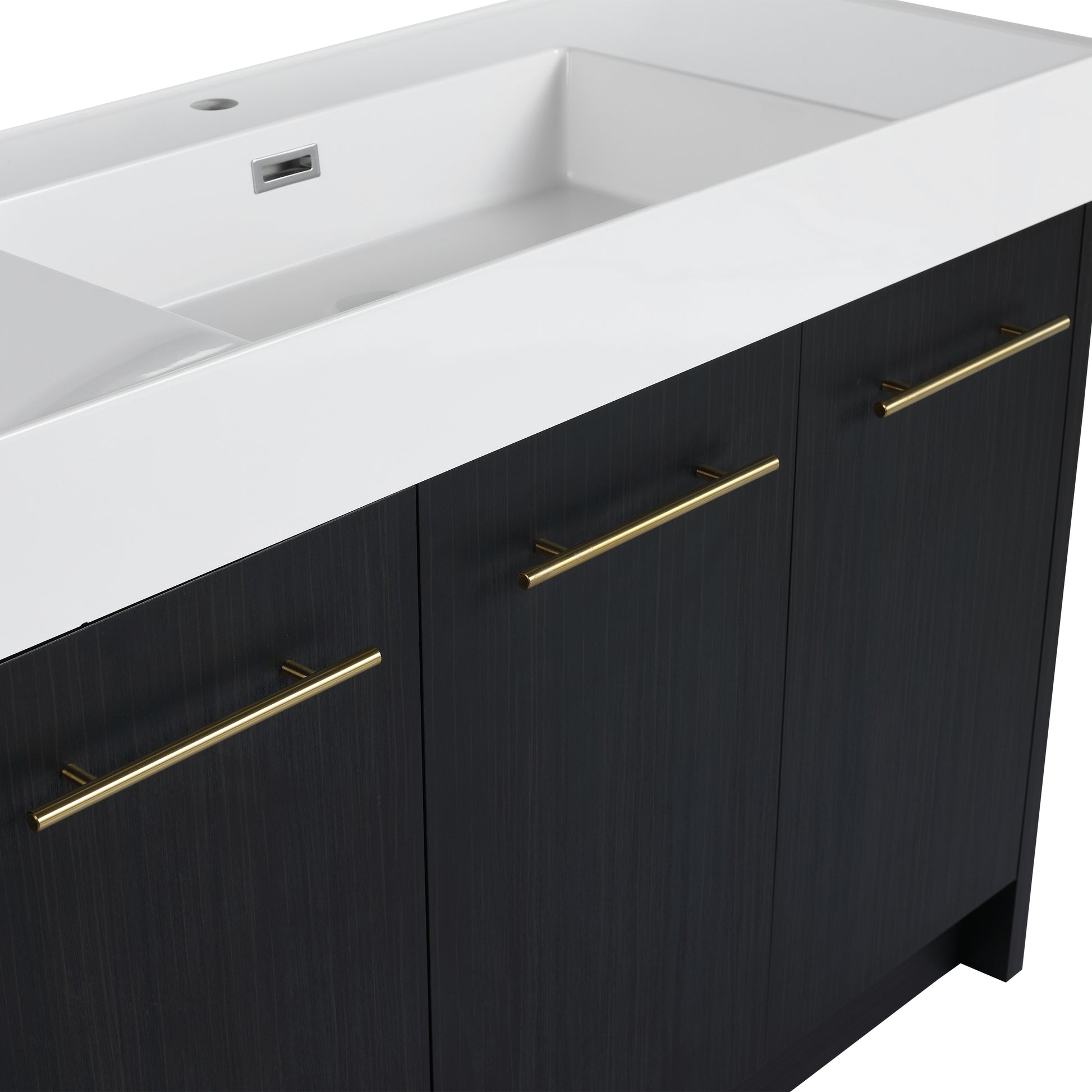 48 Inch Freestanding Bathroom Vanity With Resin Sink, With Soft Closing Door, Kd Package Black Chestnut 3 Bathroom Freestanding Modern Plywood