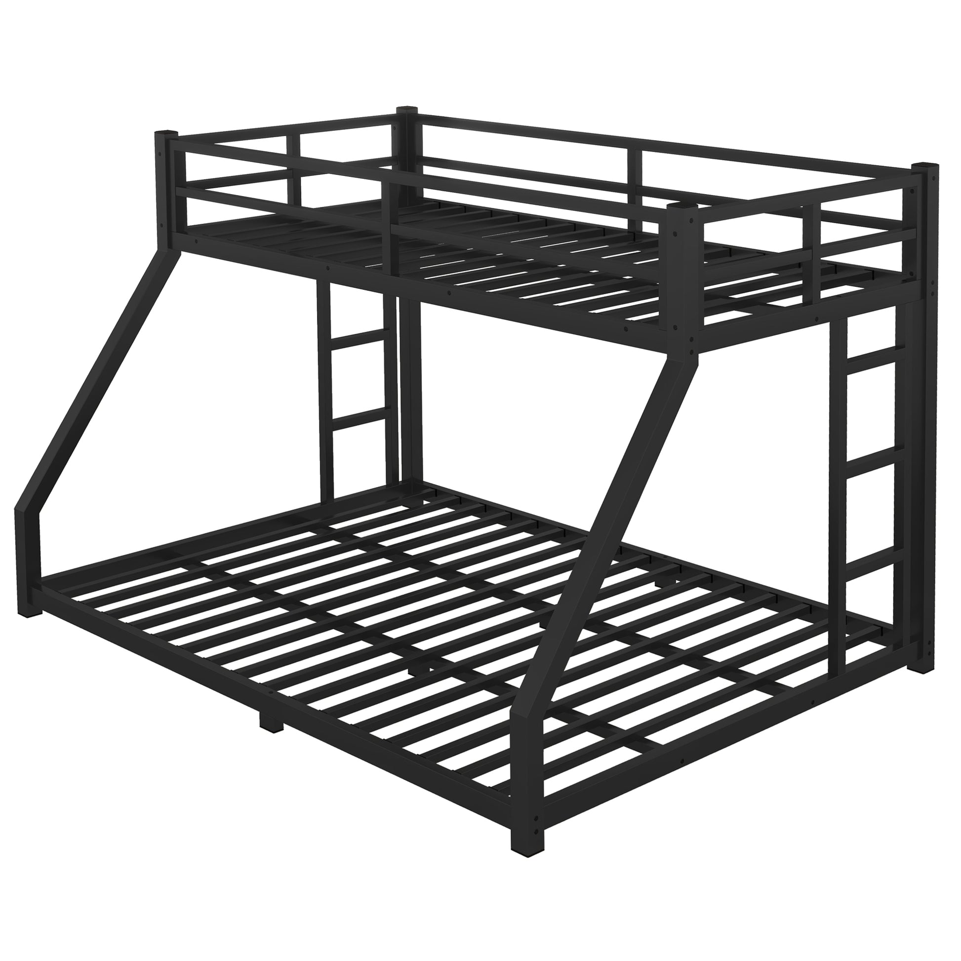 Metal Twin Xl Over Queen Bunk Bed For Teens And Adults,Space Saving Noise Reduced No Box Spring Needed, Black Twin Xl Black Metal