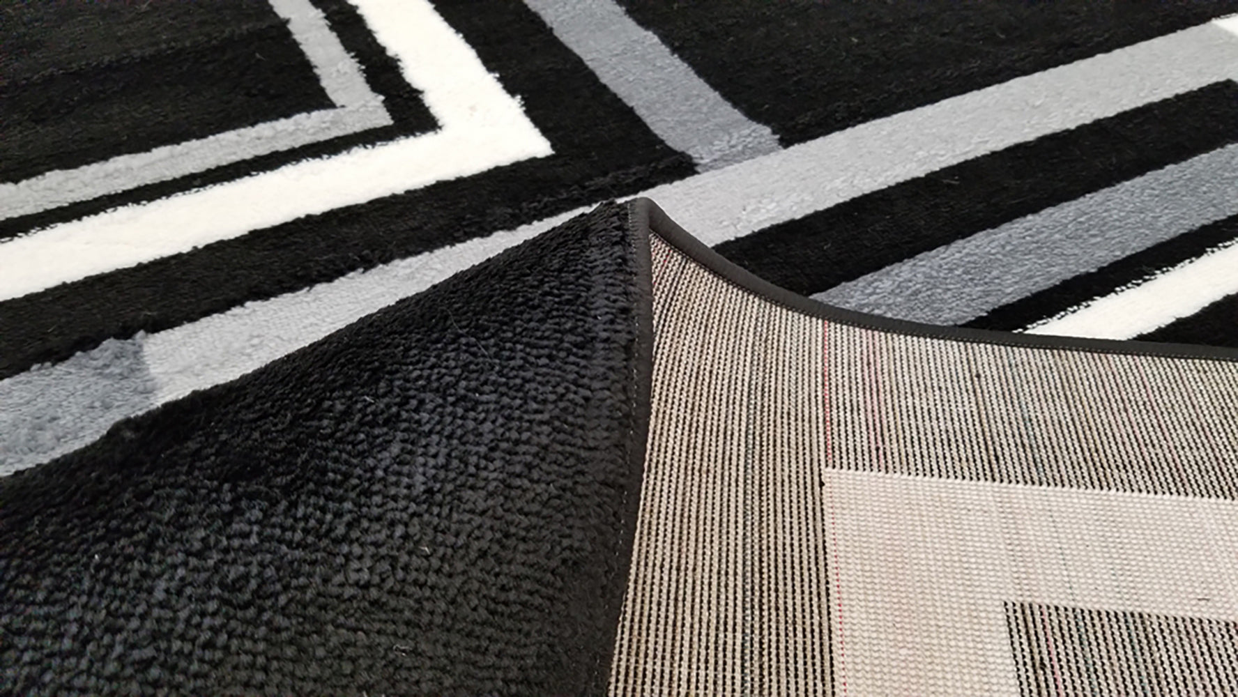 Jersey Area Rugs, Carpets For Livingroom, 5X7 Area Rugs ,1925 Black Rectangle 5&7 Black Grey Contemporary Abstract Polypropylene