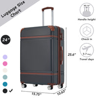 24 In Luggage 1 Piece With Tsa Lockexpandable Lightweight Suitcase Spinner Wheels, Vintage Luggage,Black Change To Sku:N732P171621B Black Abs