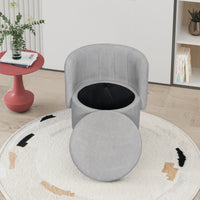 360 Degree Swivel Back Sofa Chair With Storage Space, Suitable For Bedroom And Living Room Gray Gray Boucle