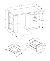 Computer Desk, Home Office, Laptop, Left, Right Set Up, Storage Drawers, 48"L, Work, Grey Laminate, Black Metal, Contemporary, Modern Grey Particle Board