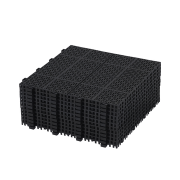 12 X 12 Inch Black Interlocking Deck Tiles Plastic Waterproof Outdoor All Weather Anti Slip Bathroom Shower Balcony Porch Strong Weight Capacity Upto 6613 Lbs, Rosette Pattern Pack Of 12 Black American Design,American Traditional Plastic