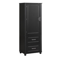 Tall Bathroom Storage Cabinet, Freestanding Storage Cabinet With Two Drawers And Adjustable Shelf, Mdf Board With Painted Finish, Black Black Mdf