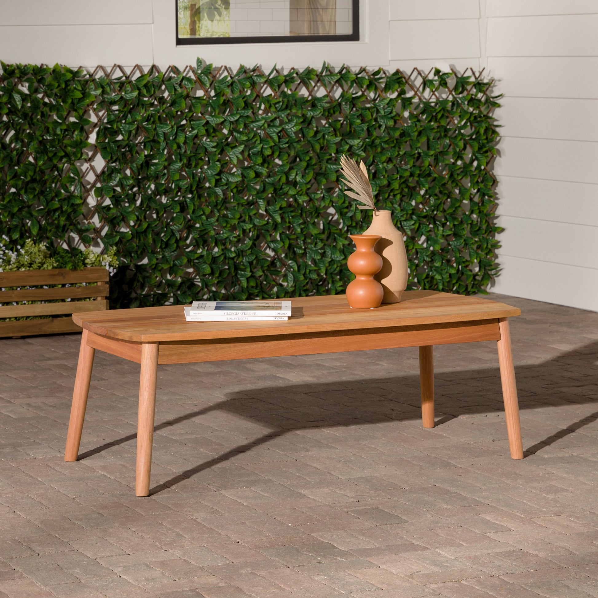 Contemporary Eucalyptus Wood Patio Coffee Table Natural Natural Eucalyptus Eucalyptus