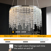 15.7 Inch Fancy Hanging Ceiling Lamps Luxury Modern Pendant Light Crystal Chandelier Chrome,Transparent Modern Crystal,Stainless Steel