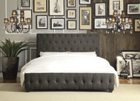 Dark Gray Fabric Upholstered Full Bed Tufted Headboard Footboard Solid Wood Frame 1Pc Bedroom Furniture Box Spring Required Full Dark Gray Wood Bedroom Solid Wood