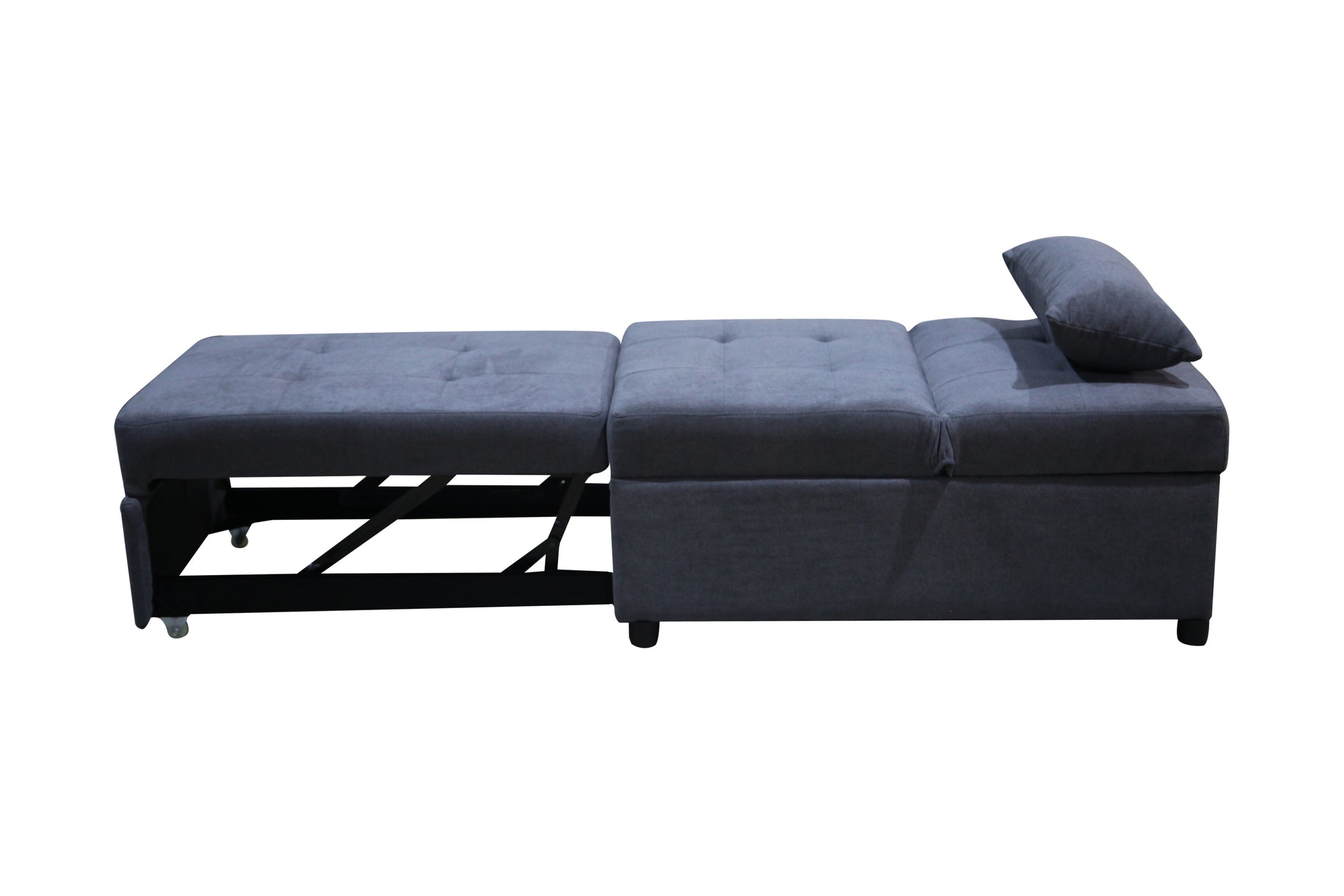 Folding Ottoman Sofa Bed Dark Gray Dark Gray Wood