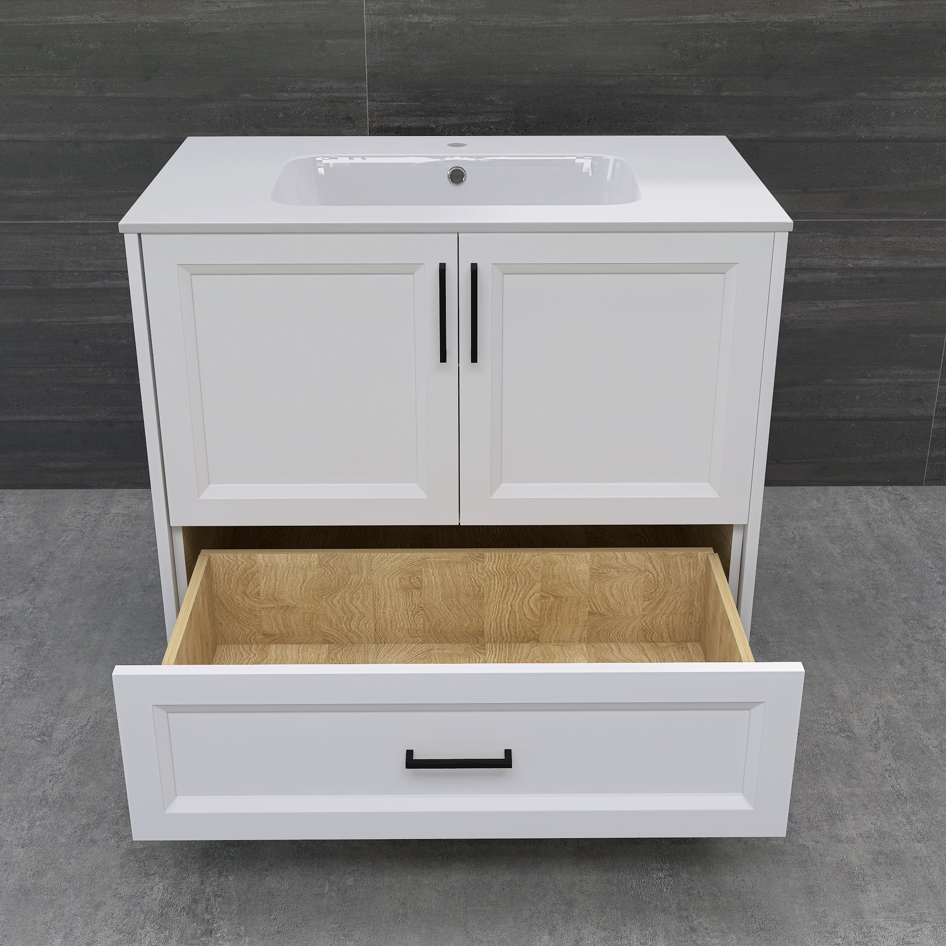 Solid Wood 36 Inch Bathroom Vanity With Single Sink Combo, Modern Vanity Cabinet With 2 Soft Closing Doors & 1 Full Extension Dovetail Drawer White 1 White 2 1 36 To 47 In 32 To 35 In Soft Close Doors Bathroom Freestanding Luxury,Modern 20 25 Inches