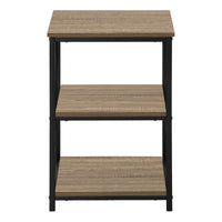 Accent Table, Side, End, Nightstand, Lamp, Living Room, Bedroom, Brown Laminate, Black Metal, Contemporary, Modern Taupe Metal