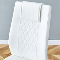 Table And Chair Set.63"X31.5" Marble Pattern Sintered Stone Table With Mdf Oc Shaped Bracket.Paired With 4 White Pu Chairs With Black Metal Legs.Suitable For Kitchen,Dining Room,Etc. White Black