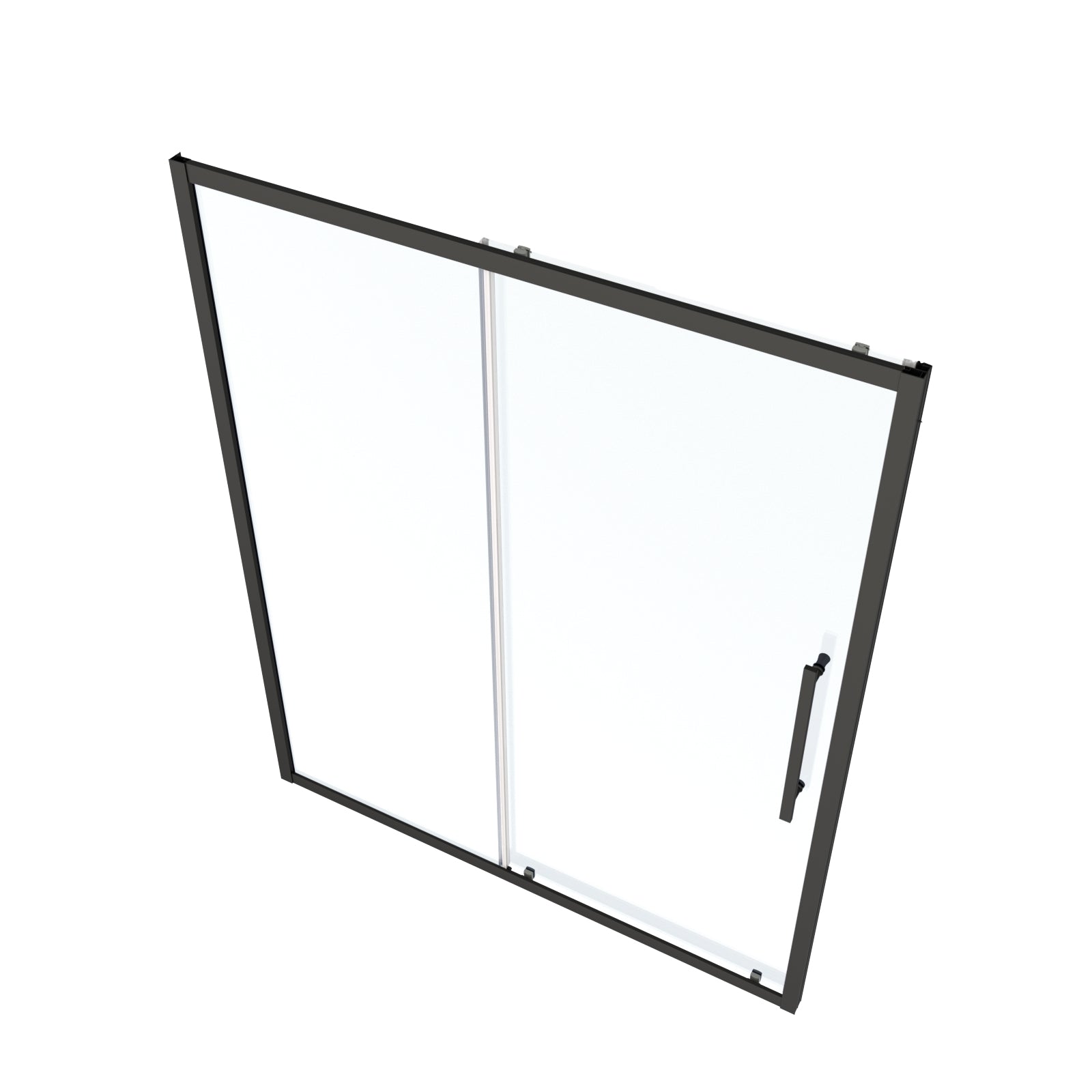 50" 54"W X 72"H Sliding Shower Door, Sliding Door, With 1 4" Tempered Glass And Matted Black Finish 5472 Matte Black Bathroom Aluminium Alloy