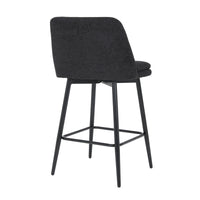 Counter Height Swivel Bar Stools Set Of 2, 360 Swivel Upholstered Barstools With Back And Metal Legs, 25.6" Seat Height,Counter Stools For Kitchen Island And Pub,Linen Cloth,Black Linen. Black Set