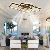 41Inches Ceiling Fan With Lights Remote Control Dimmable Led, 6 Gear Wind Speed Fan Light Black Modern Iron Plastic