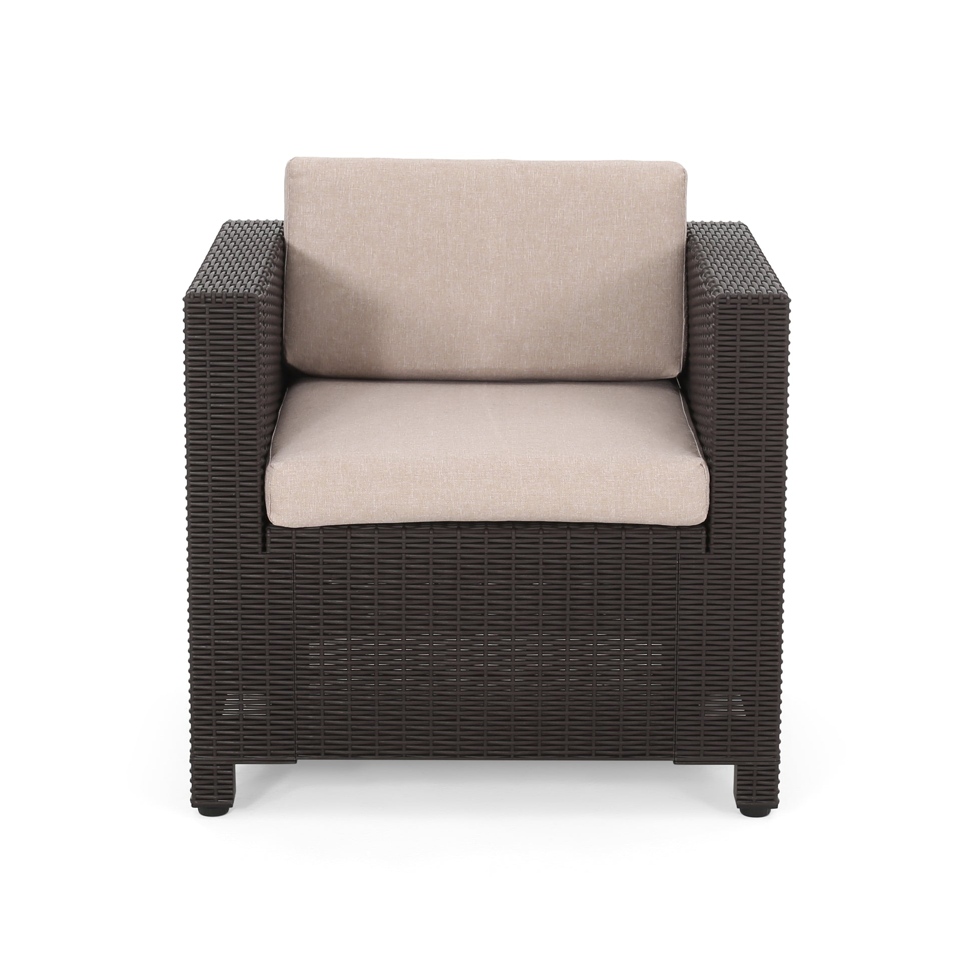 Club Chair Beige Brown Wicker