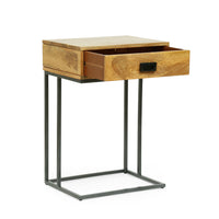 C Table Natural Grey Wood Metal