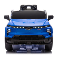 24V Kids Ride On Car W Parents Control,Licensed Chevrolet Silverado,Four Wheel Suspension,Led Lights,Bluetooth,Music,Usb,Mp3,Power Display,Speeds 2.49 3.73Mph For Kids Aged 2 5. Blue 50 99 Lbs