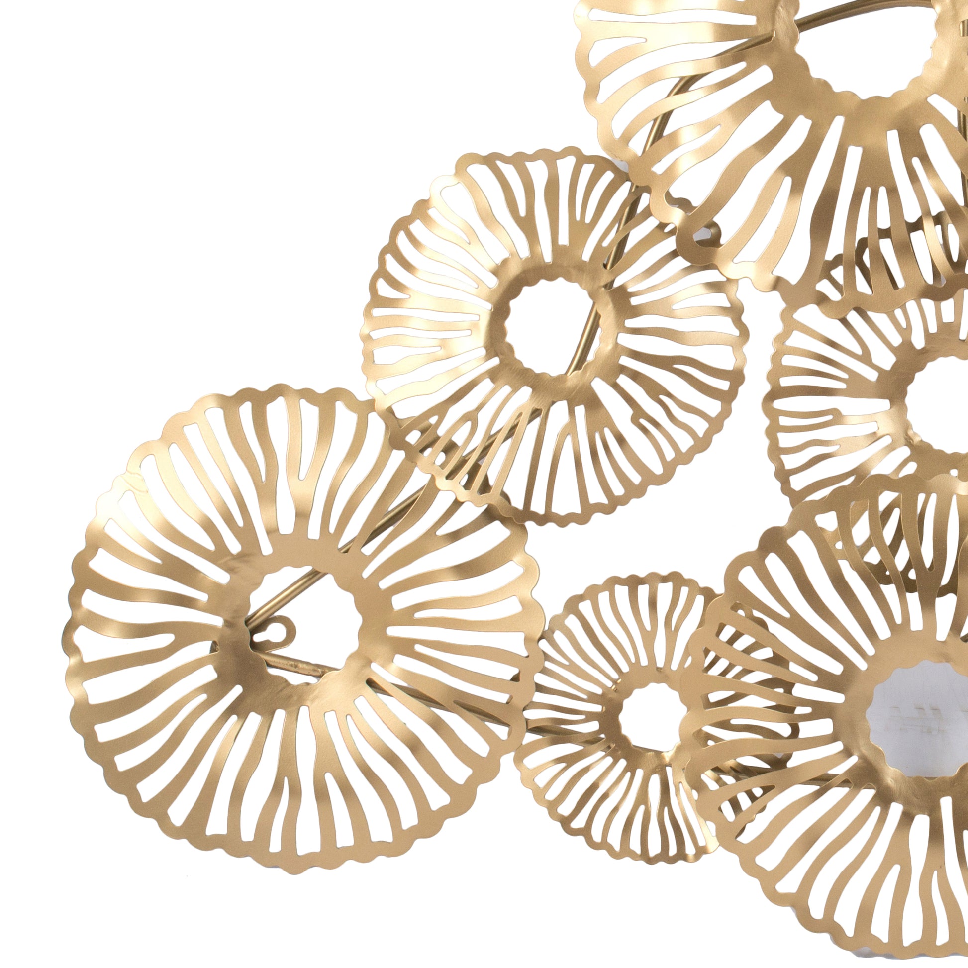 Contemporary Style Metal Wall Art With Coral Pattern Design, Gold Gold Metal