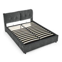 Queen Size Storage Upholstered Hydraulic Platform Bed With Integrated Headboard, Chenille Fabric, Gray Box Spring Not Required Queen Gray Composite Bedroom Luxury,Modern Bed Frame Chenille Chenille