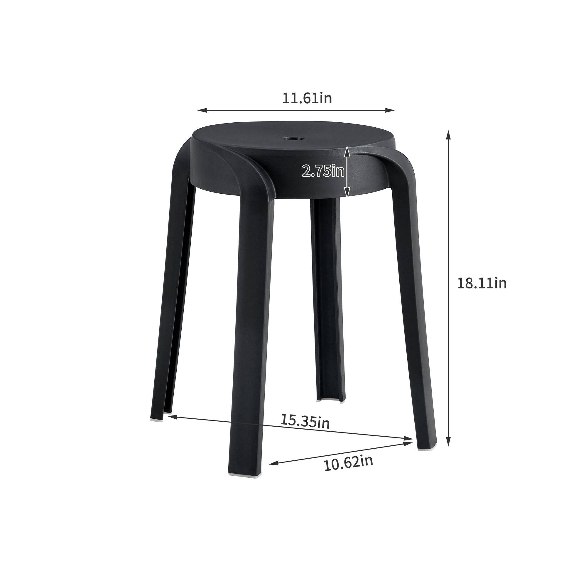 6 Pack Stackable Classroom Stools Plastic Stools Nesting Stools Colorful Round Stools Indoor Outdoor Flexible Seating Decorative Stools Chairs For Home Office School Classroom Black Black Plastic