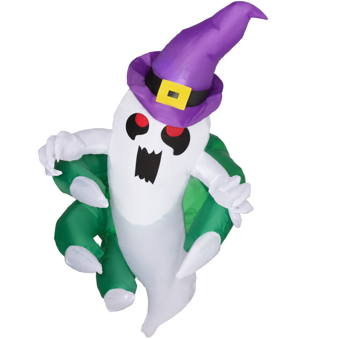 Outsunny 4Ft Inflatable Halloween Decoration, Lighted Window Sticker Ghost In Hat, Blow Up Outdoor Led Yard Display, Waterproof Multicolor Polyester