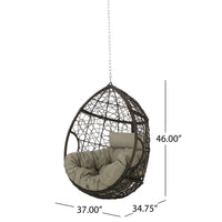Castaic Hanging Chair With 8Ft Chain Khaki Brown Pe Rattan Iron