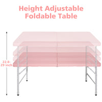 4Ft Pink Portable Folding Table Indoor&Outdoor Maximum Weight 135Kg Foldable Table For Camping Pink Garden & Outdoor Iron Plastic