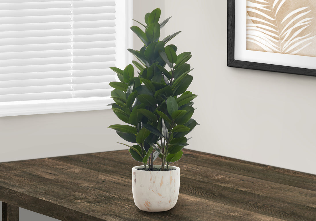 Artificial Plant, 31" Tall, Garcinia Tree, Indoor, Faux, Fake, Floor, Greenery, Potted, Real Touch, Decorative, Green Leaves, White Cement Pot Green Foam Plastic