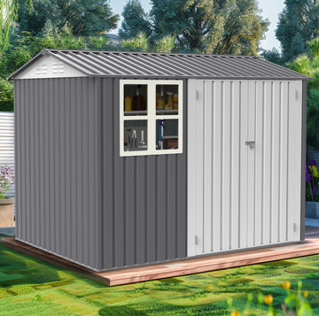 Storage Shed 6 X 8 Ft Large Metal Tool Sheds With Window Grey Rectangular None Garden & Outdoor Modern Year Round Use Anchored Metal