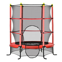 Soozier 5.3' Kids Trampoline, 64" Indoor Trampoline For Kids With Safety Enclosure For 3 10 Year Olds, Indoor & Outdoor Use, Red Red Steel