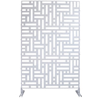 Outdoor & Indoor Privacy Screen Metal Privacy Screen 76" H 48" W, Freestanding Decorative Privacy Screen For Deck Balcony Patio, Privacy Fence Panels For Outside Lawn Garden Ps103 White White Steel