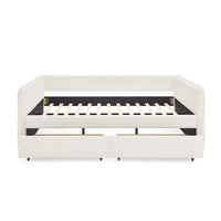 Daybed With Trundle Upholstered Tufted Sofa Bed, With Two Drawers, Queen Size, Boucle Fabric, Beige 88"X65.5"X29.5" Beige Boucle