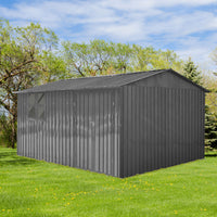 Metal Garden Sheds 10Ftx12Ft Outdoor Grey With Window Grey Metal